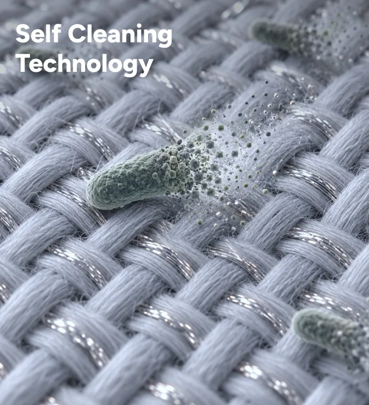 Self-cleaning technology: silver-infused weave repelling bacteria